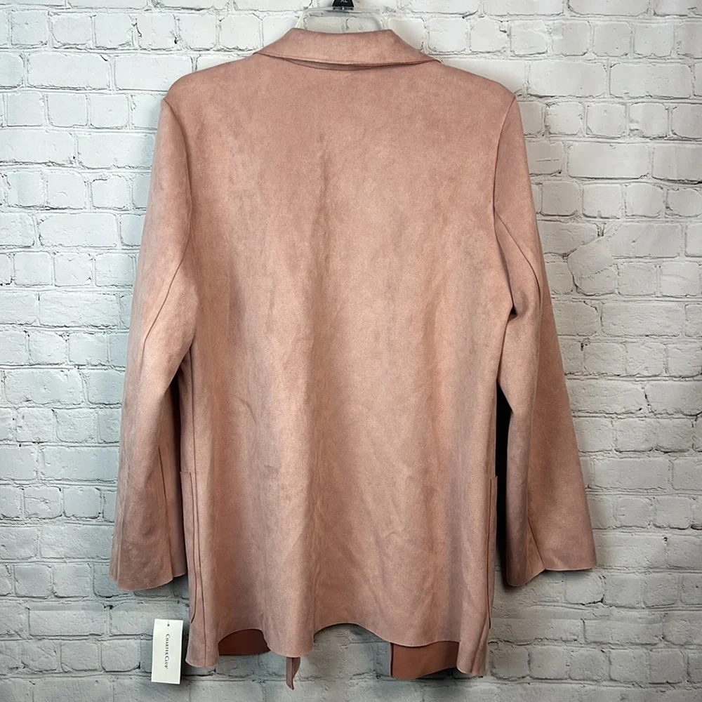 Charter Club Blush Pink Faux Suede Open Front Jacket Size Large - Picture 6 of 6